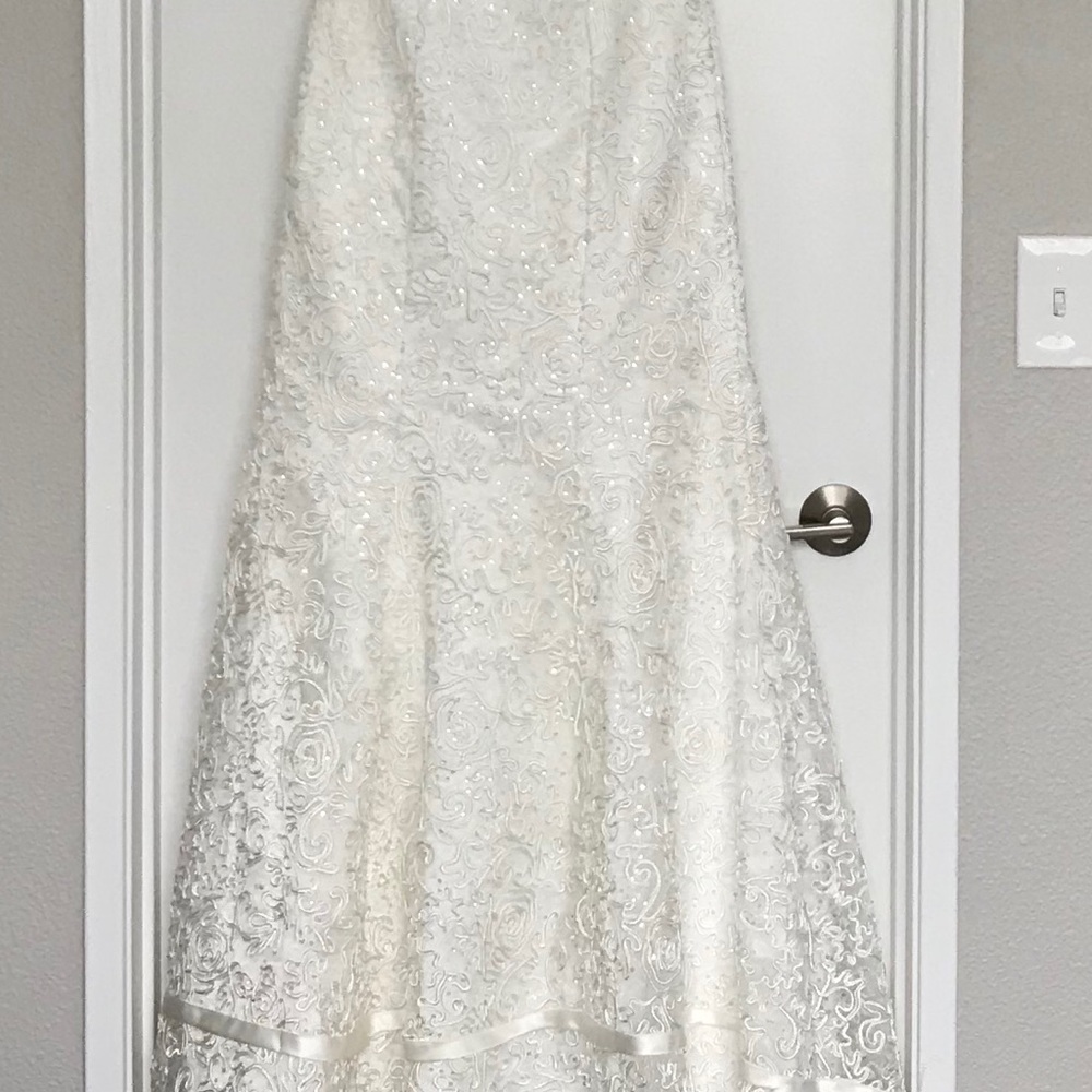 Ivory/Champagne Mermaid One Shoulder Wedding Dress - Picture 6 of 8